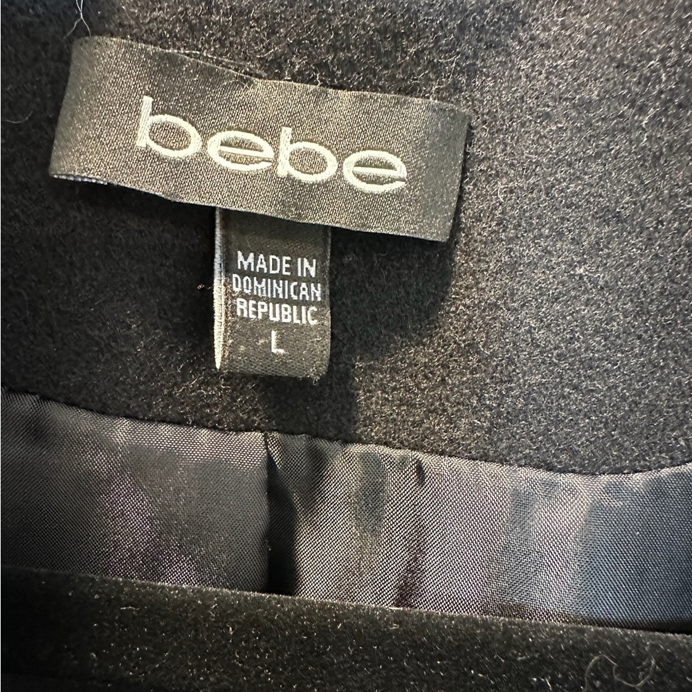 Bebe Black Double-Breasted Women's Pea coat size large - Picture 3 of 8